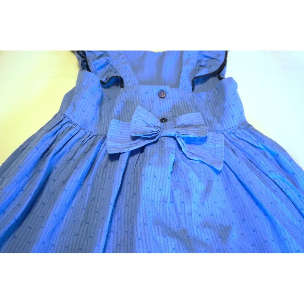 Sigrid Olsen Girls Blue Swiss Dot Ruffle Bow Back Party Dress Size 6 AG2.C1085